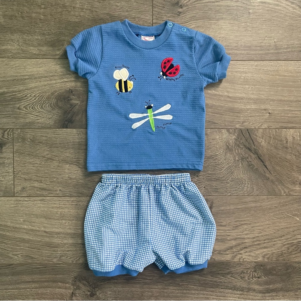 Buster Brown Blue Insect Shirt and Shorts Baby Outfit
